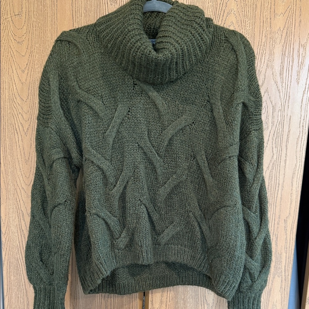Madewell Chunky Knit Turtleneck Sweater - Green